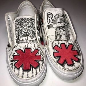 Vans off the wall white custom drawing shoe RHCP